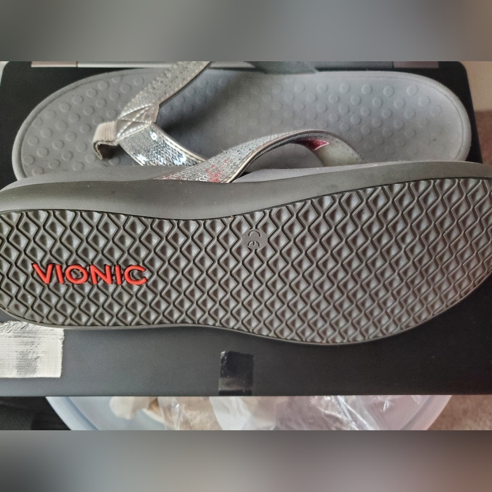 Vionic Slides Sparkly Gray Size 9 - image 1